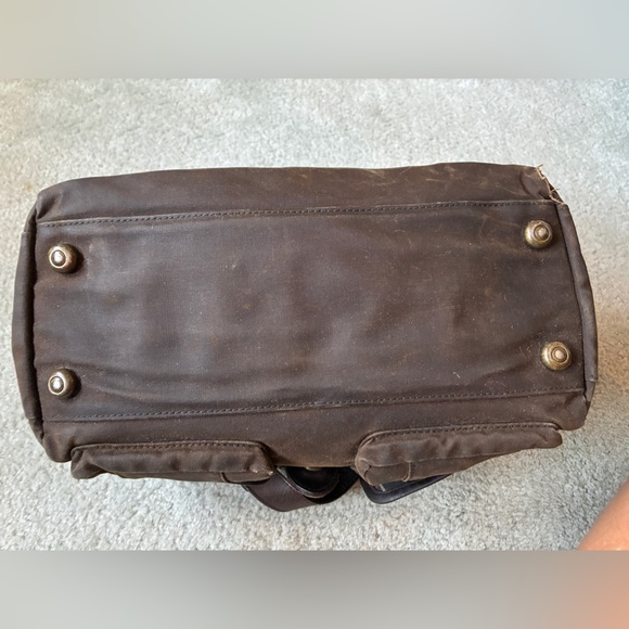 Vintage Barbour Brown Travel Wax Cloth & Leather Handbag Messenger Bag Unisex